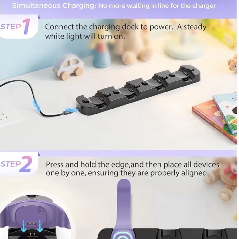 Doohoeek 4-in-1 MagicBand+ Charger Dock Fast Charge Black